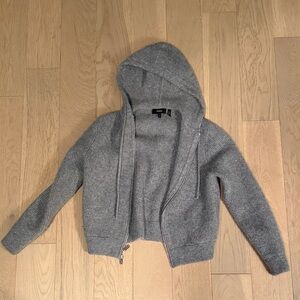 Theory Cashmere Charcoal Knit Hoodie